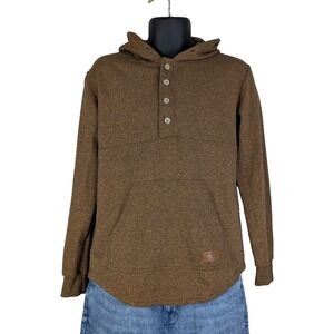 Polar Piece Brown Quarter-Button Pullover Hoodie Medium - Canadian Made